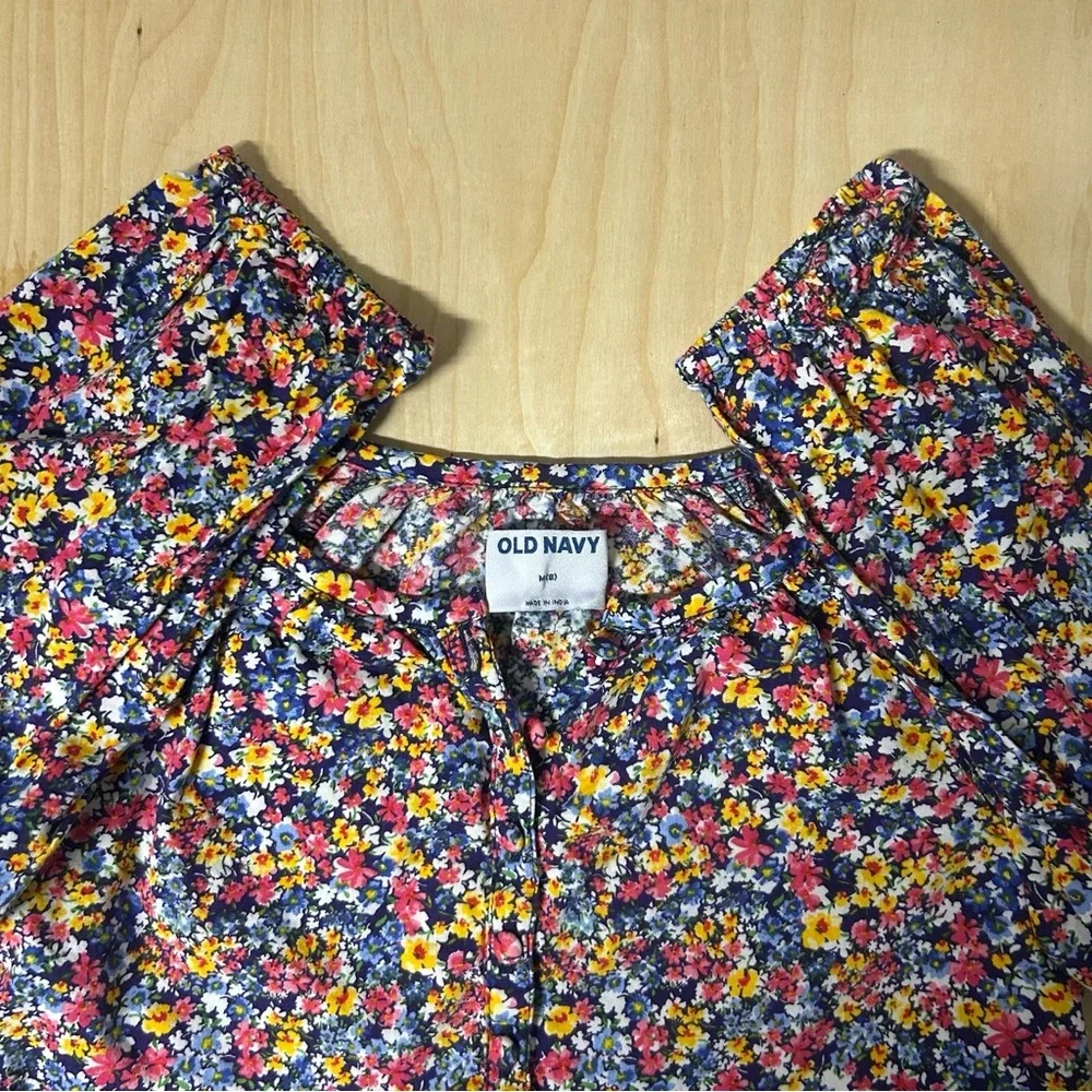 Old Navy Girls Tiered Printed Long Sleeve Button Front Summer Dress Sz M (8)